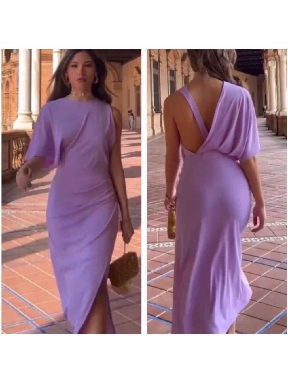 NWT Zara Lilac Asymmetrical Midi Dress
